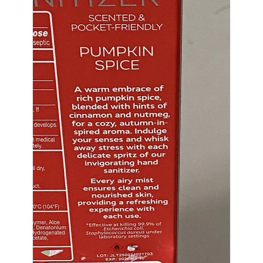 Smart‎ Care Scented Hand Sanitizer Spray 1 Fl Oz Pumpkin Spice Hydrating NEW